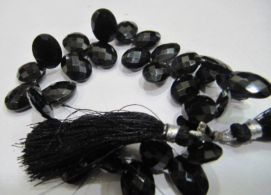 Black Spinel Oval Shape10x14mm To 12x16mm Faceted Sold Per Strand 8'' Long