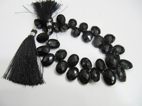 Black Spinel Oval Shape10x14mm To 12x16mm Faceted Sold Per Strand 8'' Long