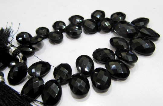 Black Spinel Oval Shape10x14mm To 12x16mm Faceted Sold Per Strand 8'' Long
