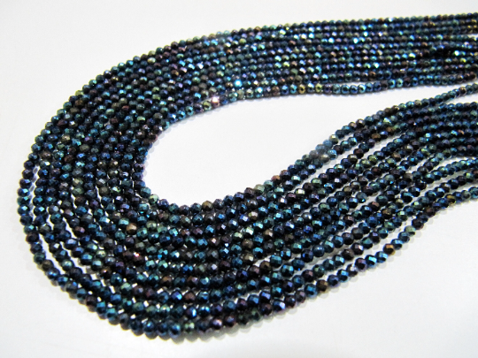 Natural Black Spinel 3mm Rondelle Faceted Beads Strand 13''long - Material: Stone