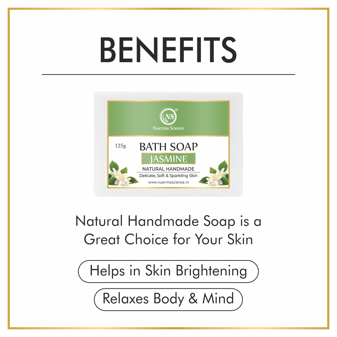 Nuerma Science 100% Natural Herbal Handmade Jasmin Bath Soap For Skin Brightening - Age Group: Adult