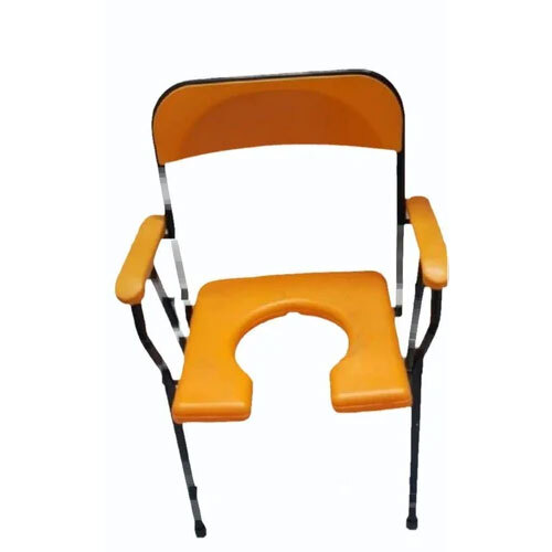 Yellow Plastic Commode Chair - Plastic Material, 20x12x8 Inch Size | Indian Style Design, Bright Yellow Colour
