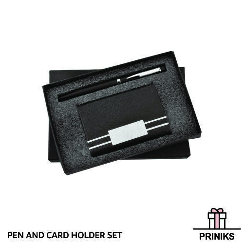 Pen & Card Holder Sets - Rigid Box Pack, Standard Shape, Brown Color | Customizable With Logo Printing For Corporate And Promotional Use