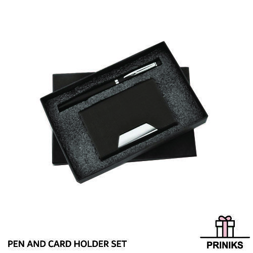 Pen & Card Holder Sets - Rigid Box Pack, Standard Shape, Brown Color | Customizable With Logo Printing For Corporate And Promotional Use