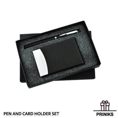 Pen & Card Holder Sets - Rigid Box Pack, Standard Shape, Brown Color | Customizable With Logo Printing For Corporate And Promotional Use