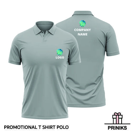 Promotional T Shirt Polo Neck - Polyester, Sizes S-xxl, Grey Color | Comfortable, Customizable, Durable, Washable, Printable, Versatile, Short Sleeve