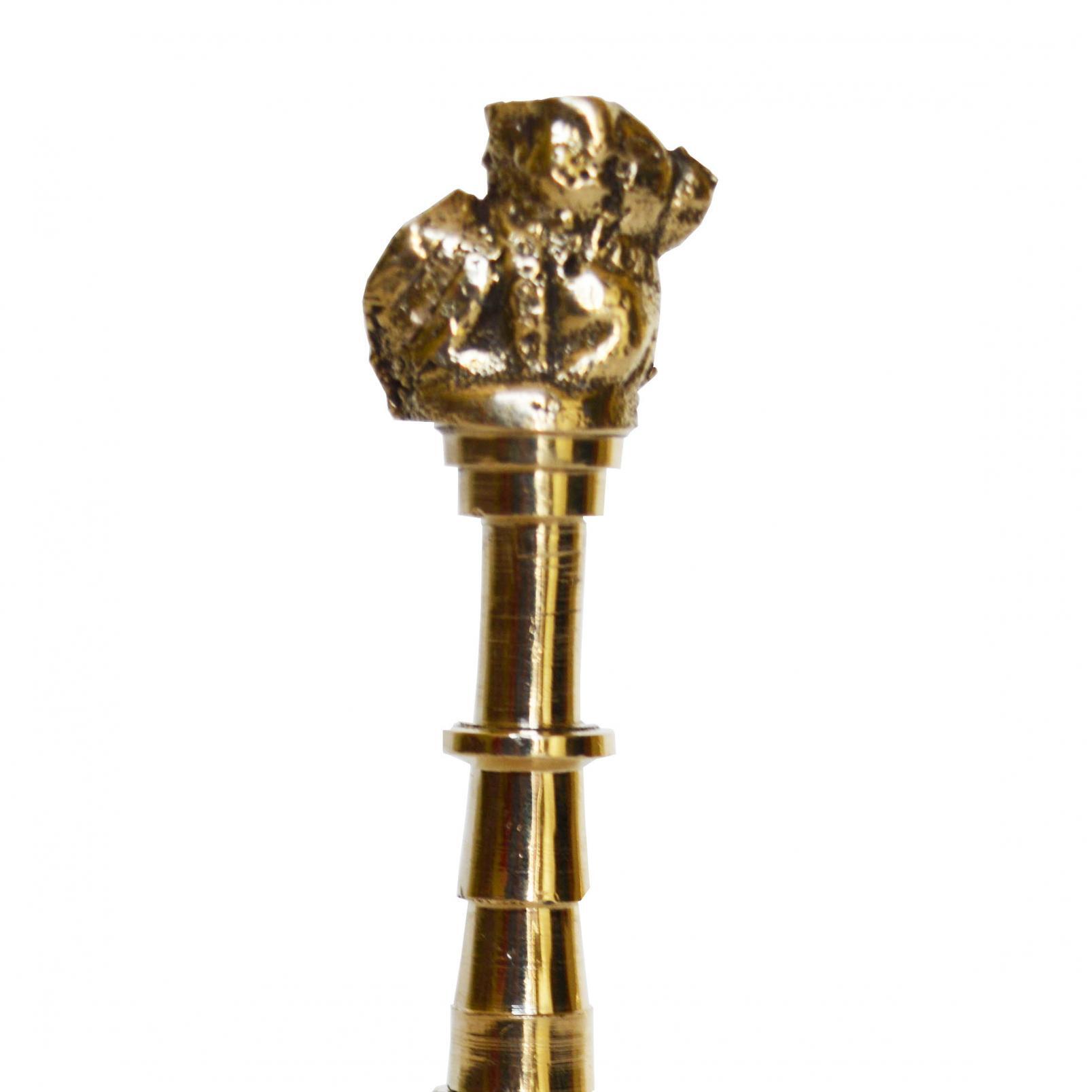 Aakrati Hand Bell Nandi Figure On The Top Decorative Showpiece - 10 Cm (Brass, Yellow) - Color: Yellow