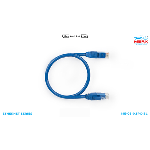 Marx Cat 6 0.5m Patch Cord - Pure Virgin Copper, 0.5 Meter Length, Jacket Color Blue | Telecommunication Application, FLUKE Certified
