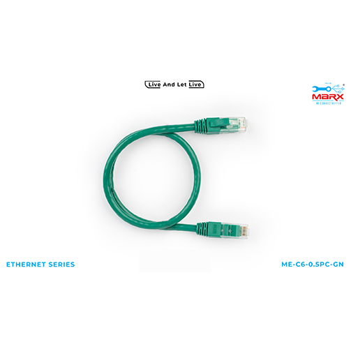 Marx Cat 6 0.5m Patch Cord - Pure Virgin Copper, 0.5 Meter Length, Green Jacket Color, Plastic Armored Material | Fluke Certified, Warranty Included