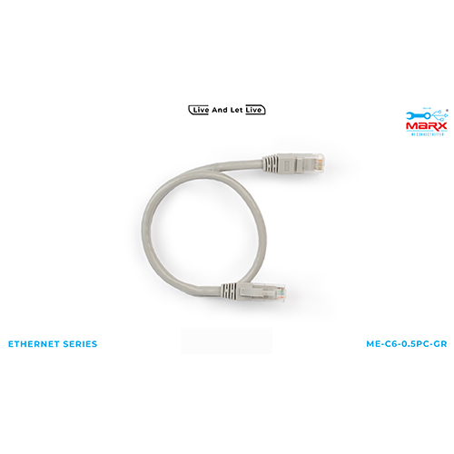 Marx Cat 6 0.5m Patch Cord - Pure Virgin Copper, 0.50 Meter Length, Grey | Fluke Certified, Armored Plastic, White Connectors