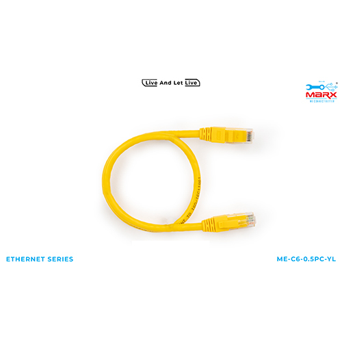 Marx Cat 6 0.5m Patch Cord - Pure Virgin Copper, Yellow Plastic Jacket | FLUKE Certified, Suitable for Broadband Networks, Telecommunication, LAN Systems