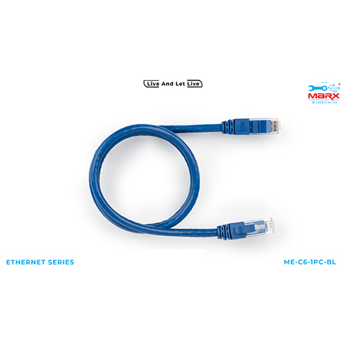 Marx Cat 6 Patch Cord - Pure Virgin Copper, 1 Meter, Blue Jacket | FLUKE Certified, Ideal for Broadband Network and Telecommunication Applications