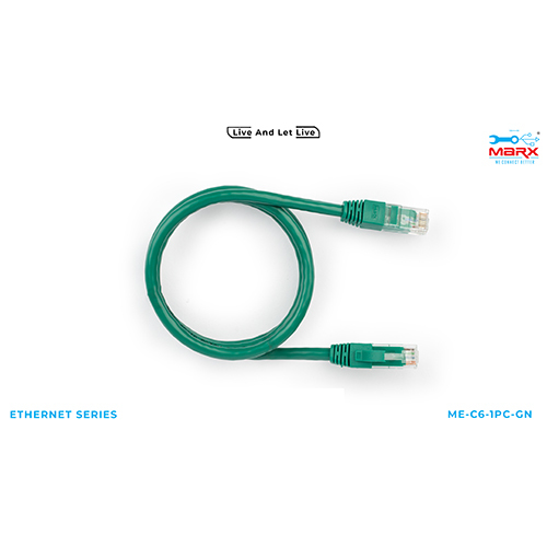 Marx Cat 6 1m Patch Cord - Pure Virgin Copper, 1 Meter, Green Jacket Color | Fluke Certified, Suitable for Broadband & Telecommunication