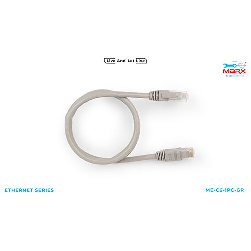 Marx Cat 6 1m Patch Cord - Pure Virgin Copper, 1 Meter Length, Grey | Fluke Certified, Suitable for Broadband Network & Telecommunications