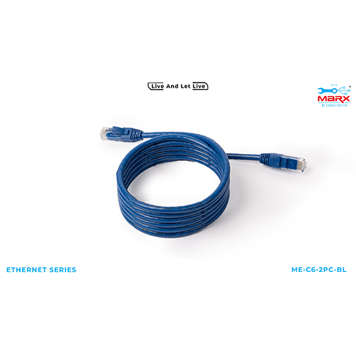 Marx Cat 6 2m Patch Cord - Pure Virgin Copper, 2 Meter Length, Blue Jacket Color | FLUKE Certified, Armored Plastic, Broadband & Telecommunication Use