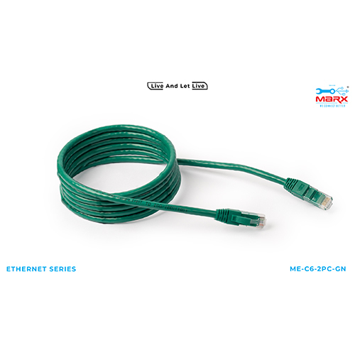 Marx Cat 6 2m Patch Cord - Pure Virgin Copper, Length: 2 Meter, Color: Green | FLUKE Certified, Armored Plastic Jacket, Ideal for Broadband Network