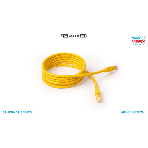 Marx Cat 6 2m Patch Cord - Pure Virgin Copper, 2 Meter Length, Yellow Jacket Color | Certified for Broadband Network and Telecommunication Use