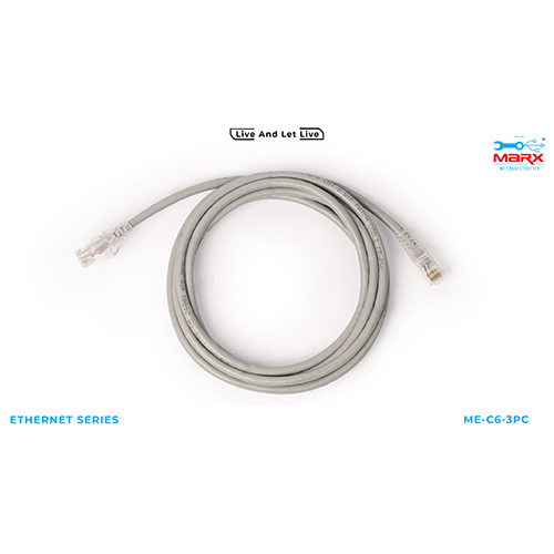 Marx Cat 6 Patch Cord - Pure Virgin Copper, 3m Length, Grey | Fluke Certified, Armored Plastic for Telecommunications and Broadband Network