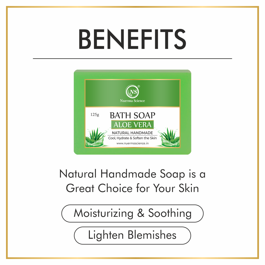 Nuerma Science Aloe Vera Bath Soap - 100% Natural Herbal Formula | Gentle Hydration, Nourishing Moisturizer For All Skin Types, Chemical-free And Safe