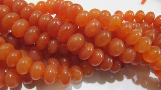 Natural Carnelian Rondelle Plain 8 To12 Mm Beads Strand 8 Inches Long