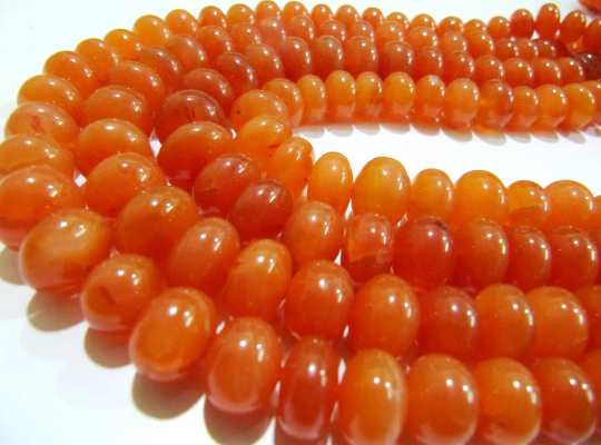 Natural Carnelian Rondelle Plain 8 To12 Mm Beads Strand 8 Inches Long