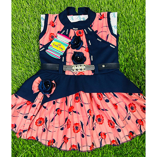 Kids Round Neck Frocks - Cotton Material, Sizes S, M, L, XL | Washable, Elegant Western Design in Various Colors and Printed Patterns
