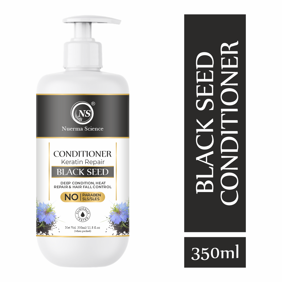 Nuerma Science Black Seed Hair Conditioner (350ml) - 350 Milliliter Natural Color | Nourishes Prevents Breakage Enhances Shine Improves Manageability