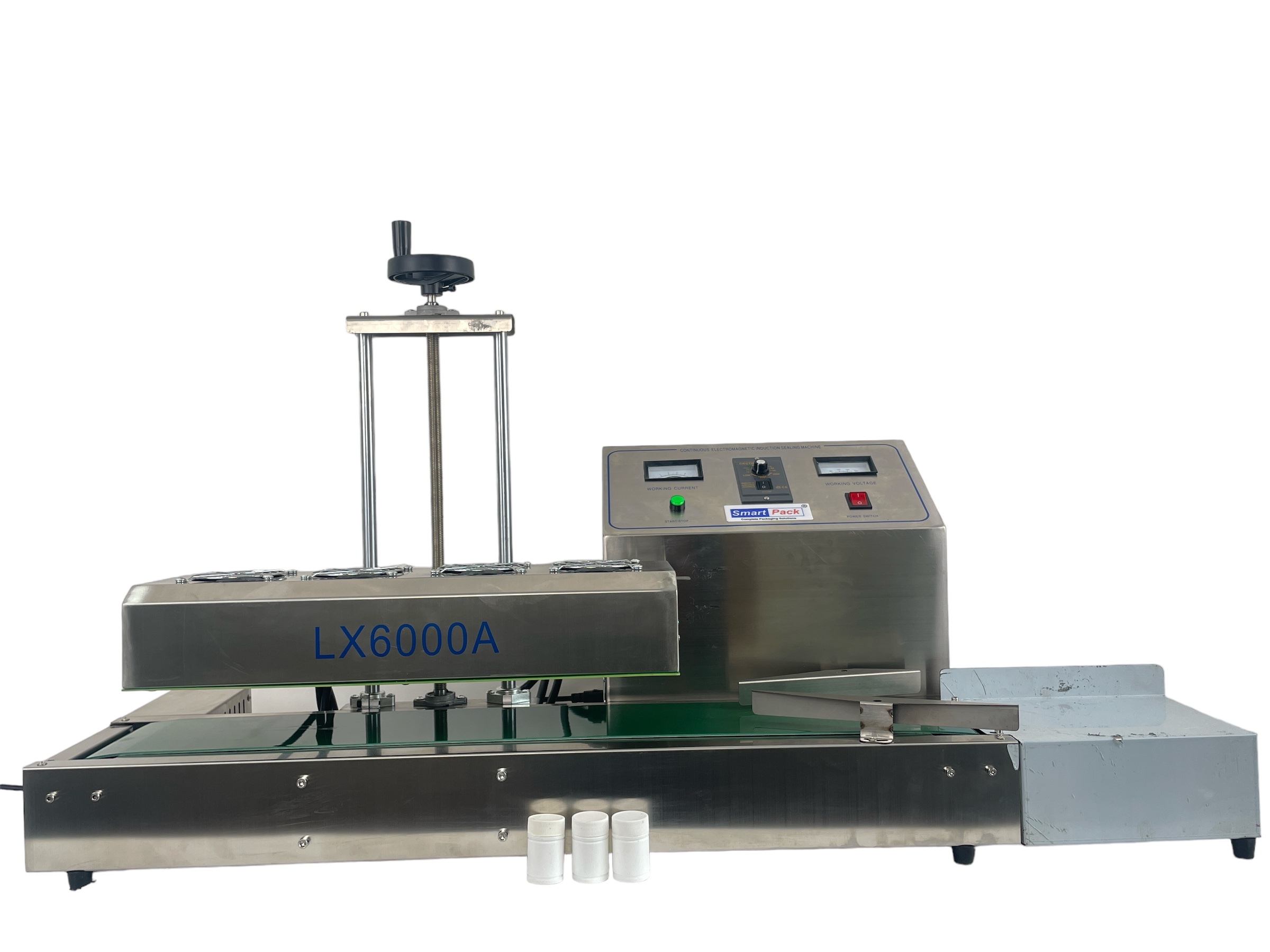 Continuous Induction Sealing Machine - 130x50x130 Mm, Stainless Steel, 1.5 Kw Power | High Efficiency, Motorized Height Adjustment, Efficient Air Cooling System, Simple Operation