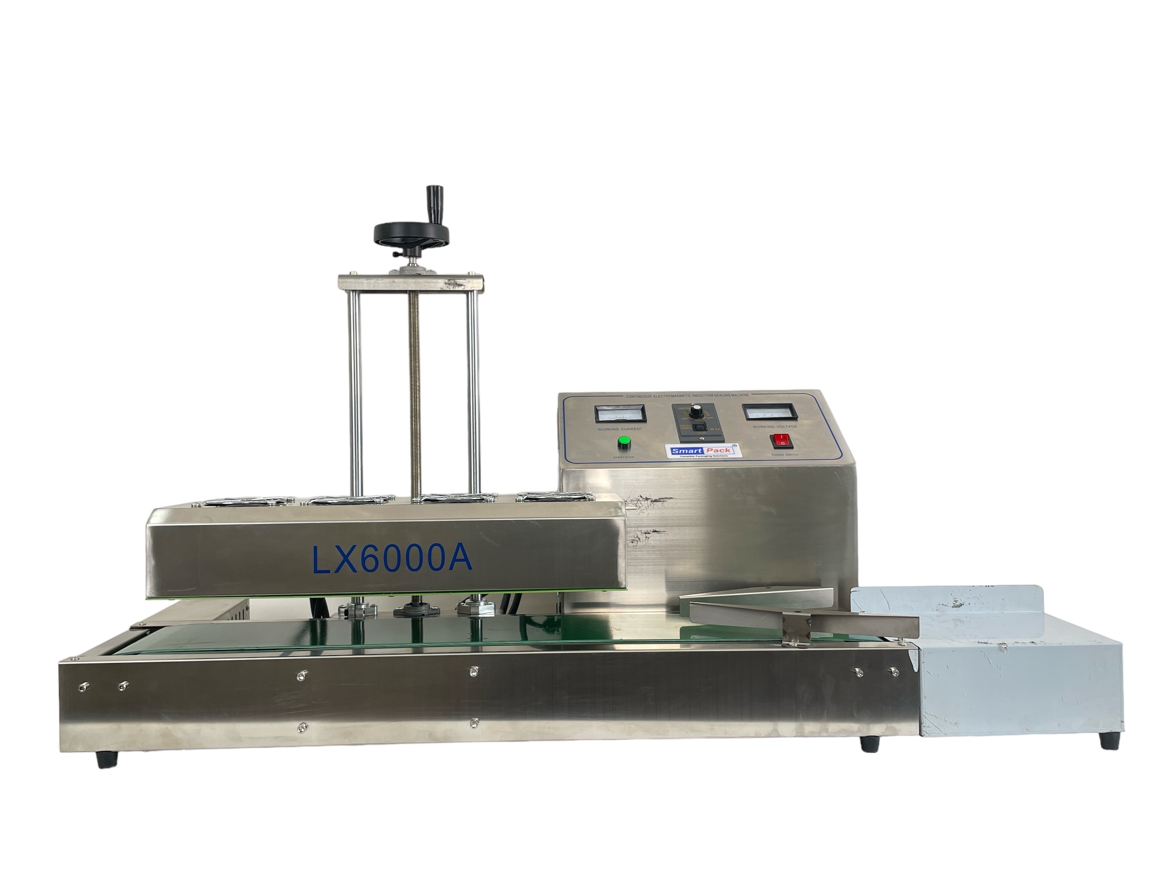 Continuous Induction Sealing Machine - 130x50x130 Mm, Stainless Steel, 1.5 Kw Power | High Efficiency, Motorized Height Adjustment, Efficient Air Cooling System, Simple Operation