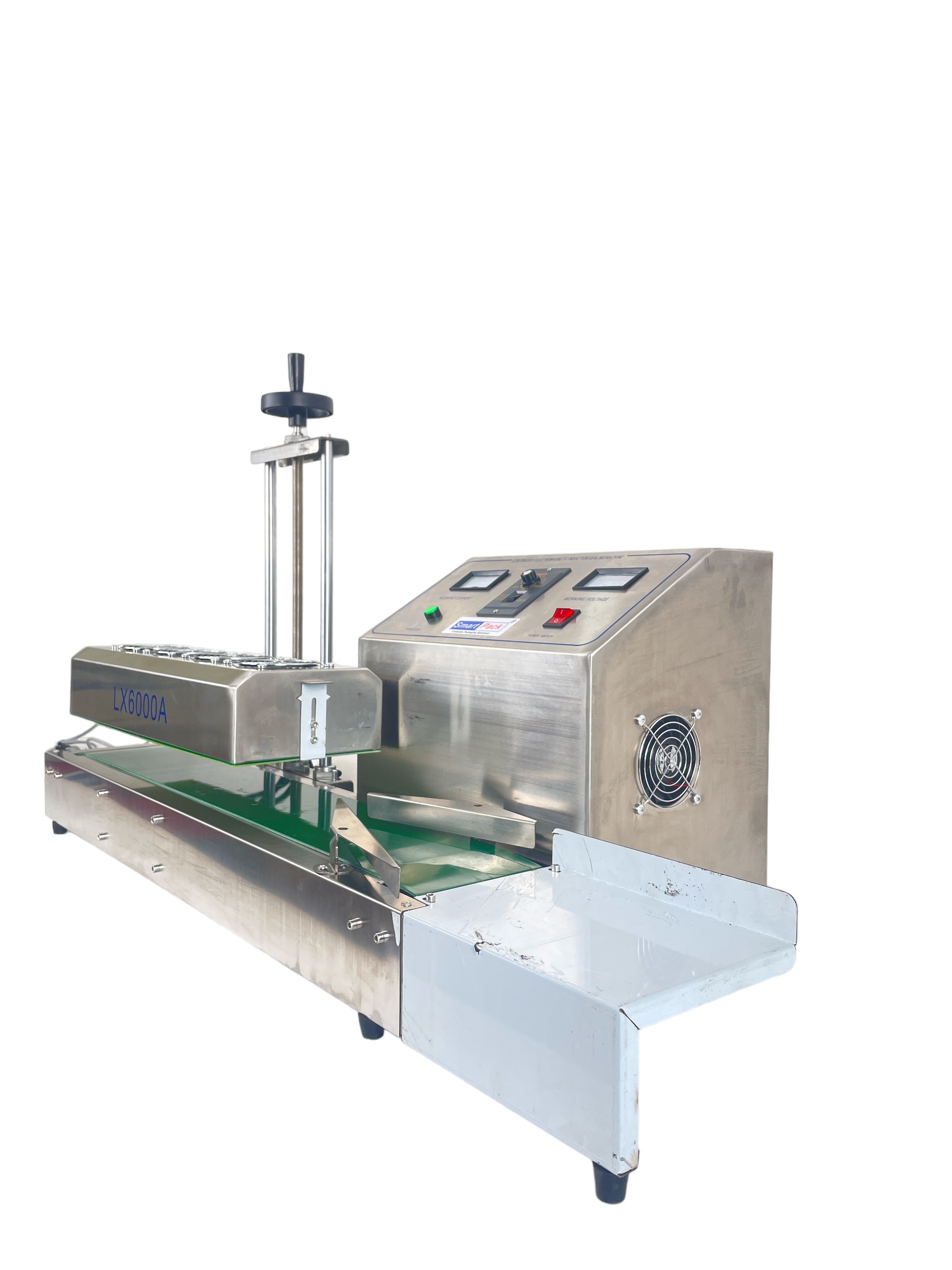 Continuous Induction Sealing Machine - 130x50x130 Mm, Stainless Steel, 1.5 Kw Power | High Efficiency, Motorized Height Adjustment, Efficient Air Cooling System, Simple Operation