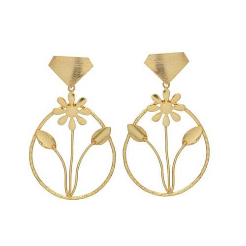 Brass Flower Drop Earring Set For Woman - Gender: Unisex