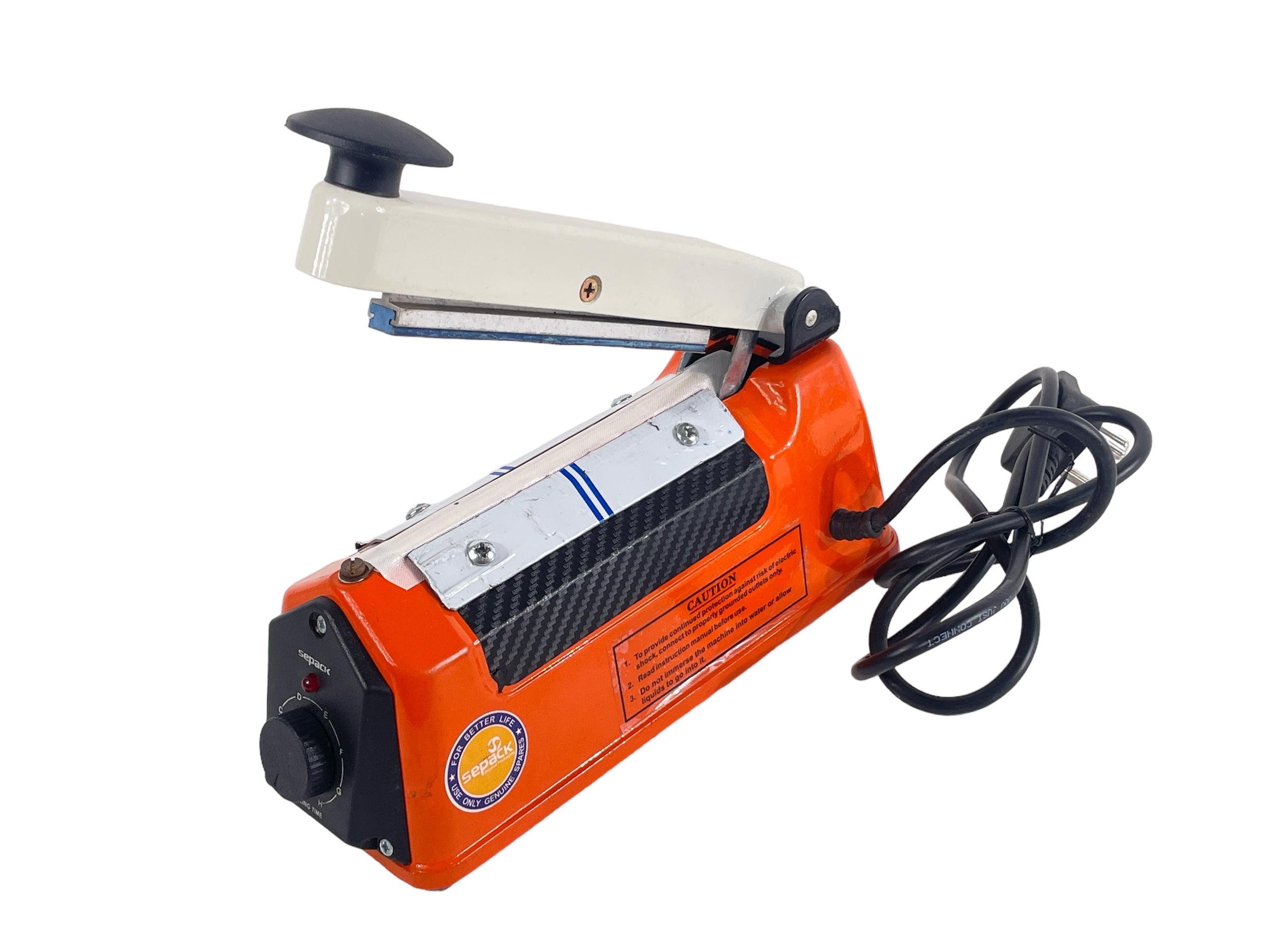 Hand Sealer 200sps - 200mm Sealing Length, 1.6mm Sealing Width | Electric, Manual Operation, Adjustable Heat Control, Led & Buzzer Indicators, Round Element For Cutting & Sealing