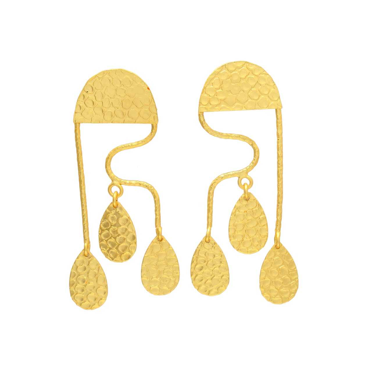 Brass Golden Unique Design Earrings