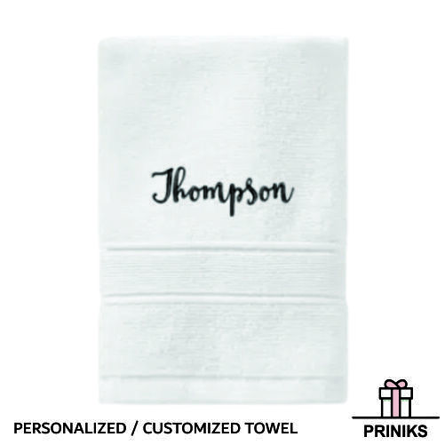 Personalized Bath Towel - Cotton Material, Customized Design, Multi-color Options For Gifting, Home Use, Travel