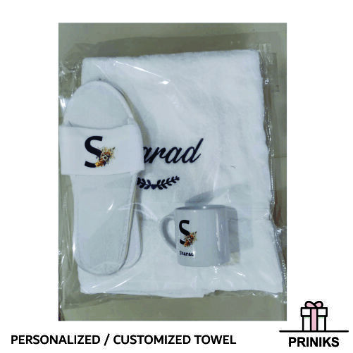 Personalized Bath Towel - Cotton Material, Customized Design, Multi-color Options For Gifting, Home Use, Travel