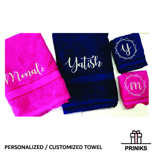Personalized Bath Towel - Cotton Material, Customized Design, Multi-color Options For Gifting, Home Use, Travel