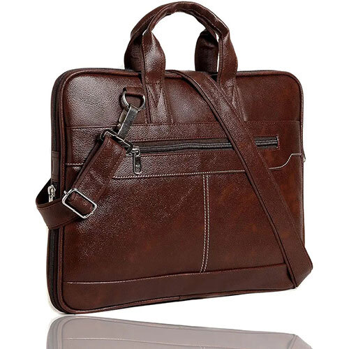 Laptop Bag - Leather Standard Size Customizable Color Options Including Classic Brown - Hand Length Handle For Easy Carrying Ideal For Office Use