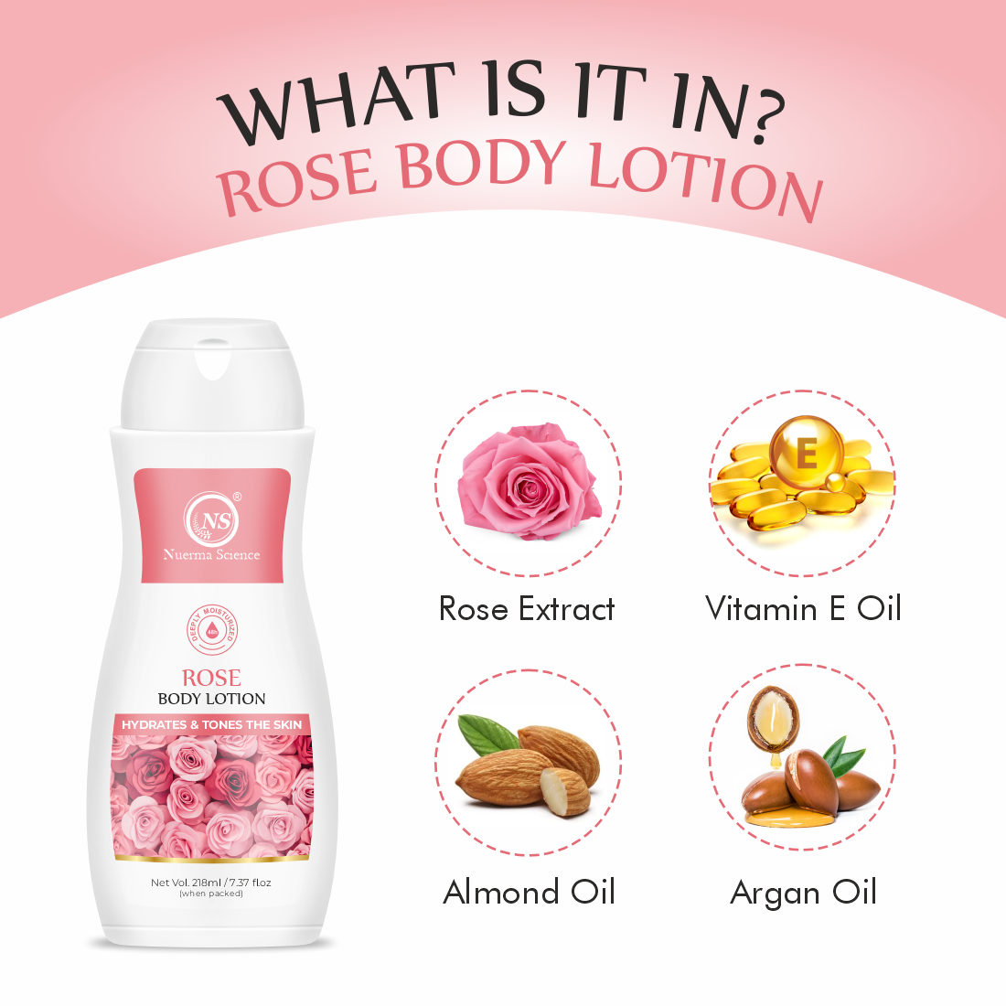 Nuerma Science Rose Body Lotion For Deep Moisturizing 218ml