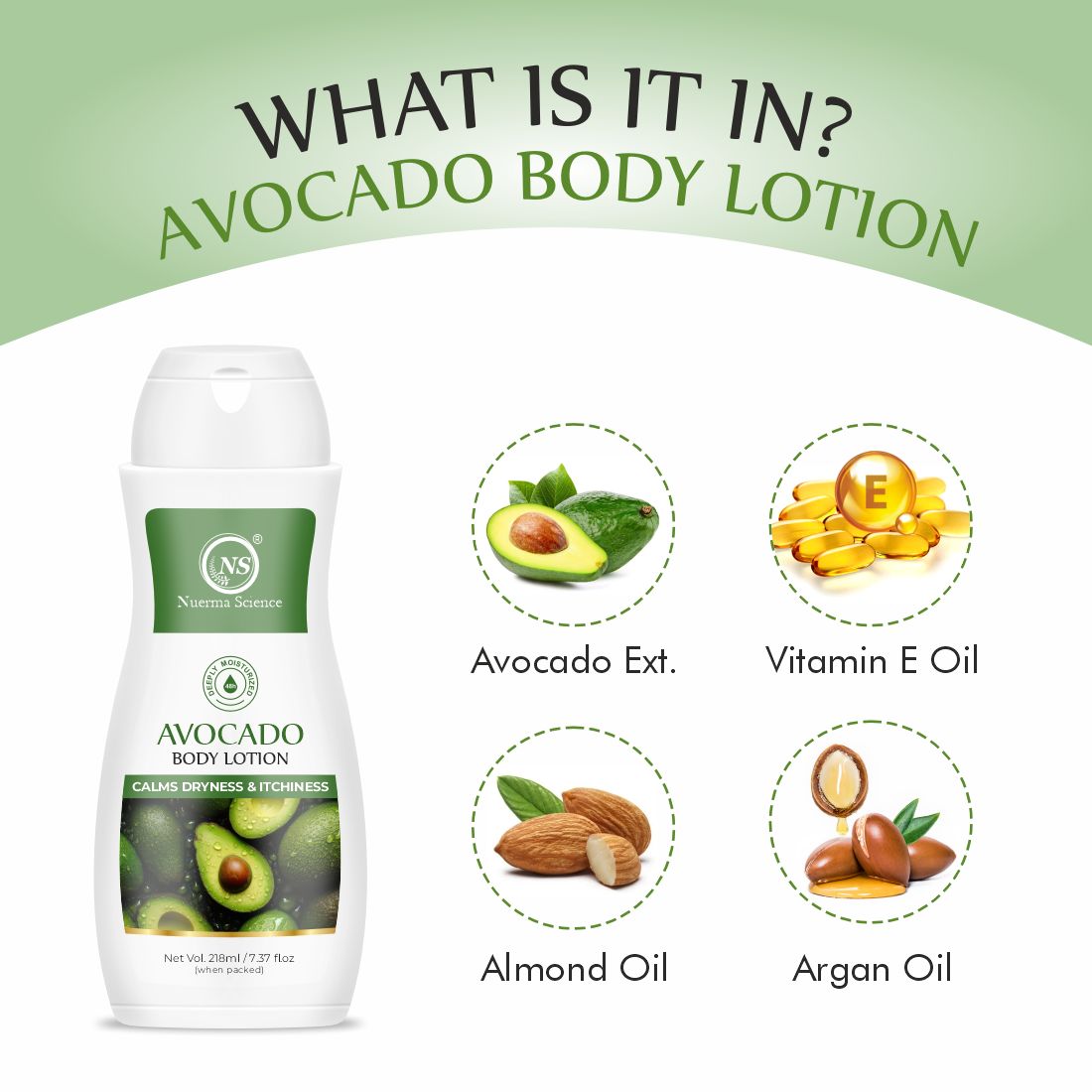 Nuerma Science Avocado Moisturizing Body Lotion For Dry & Sensitive Skin 218ml
