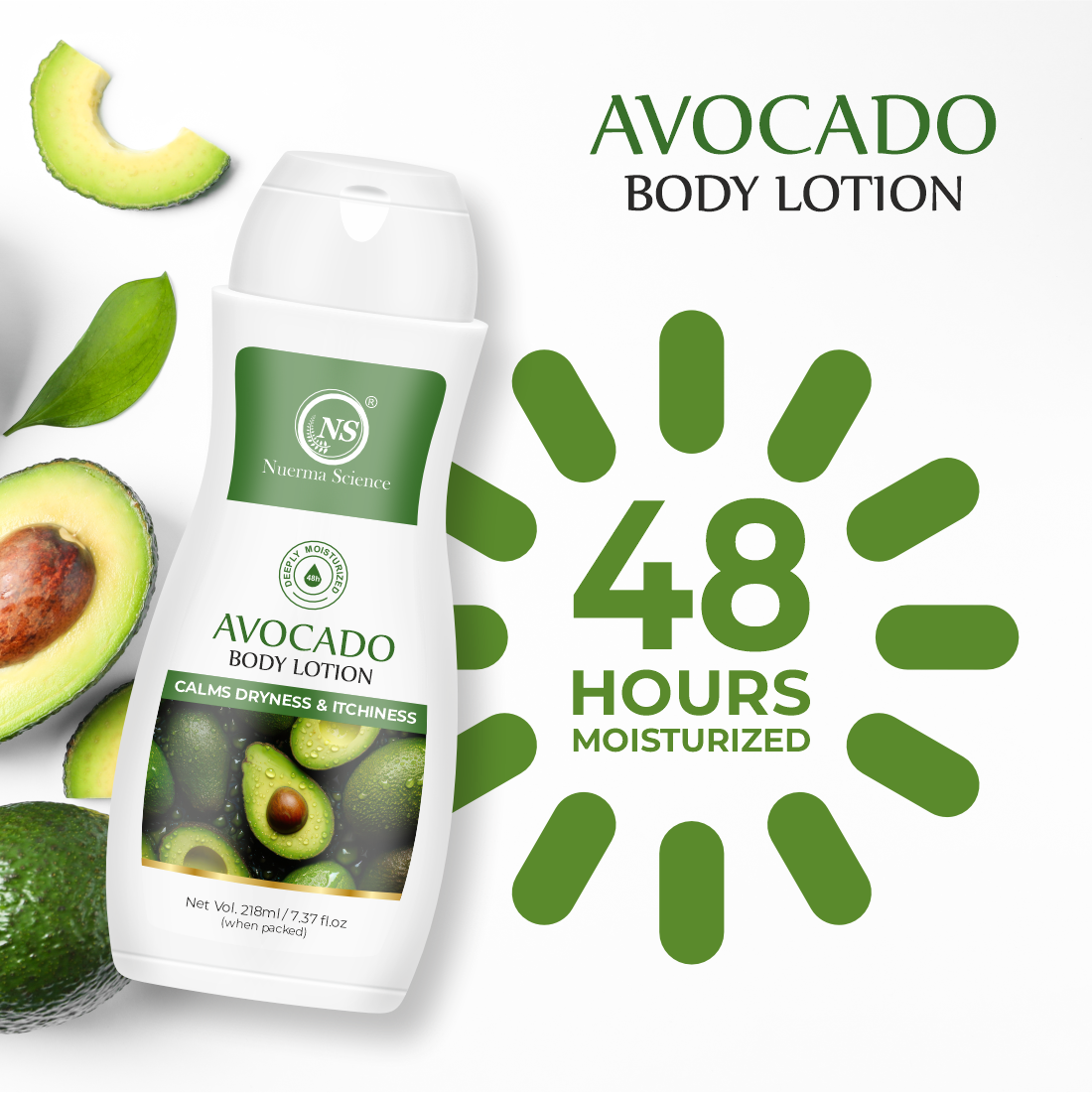 Nuerma Science Avocado Moisturizing Body Lotion For Dry & Sensitive Skin 218ml