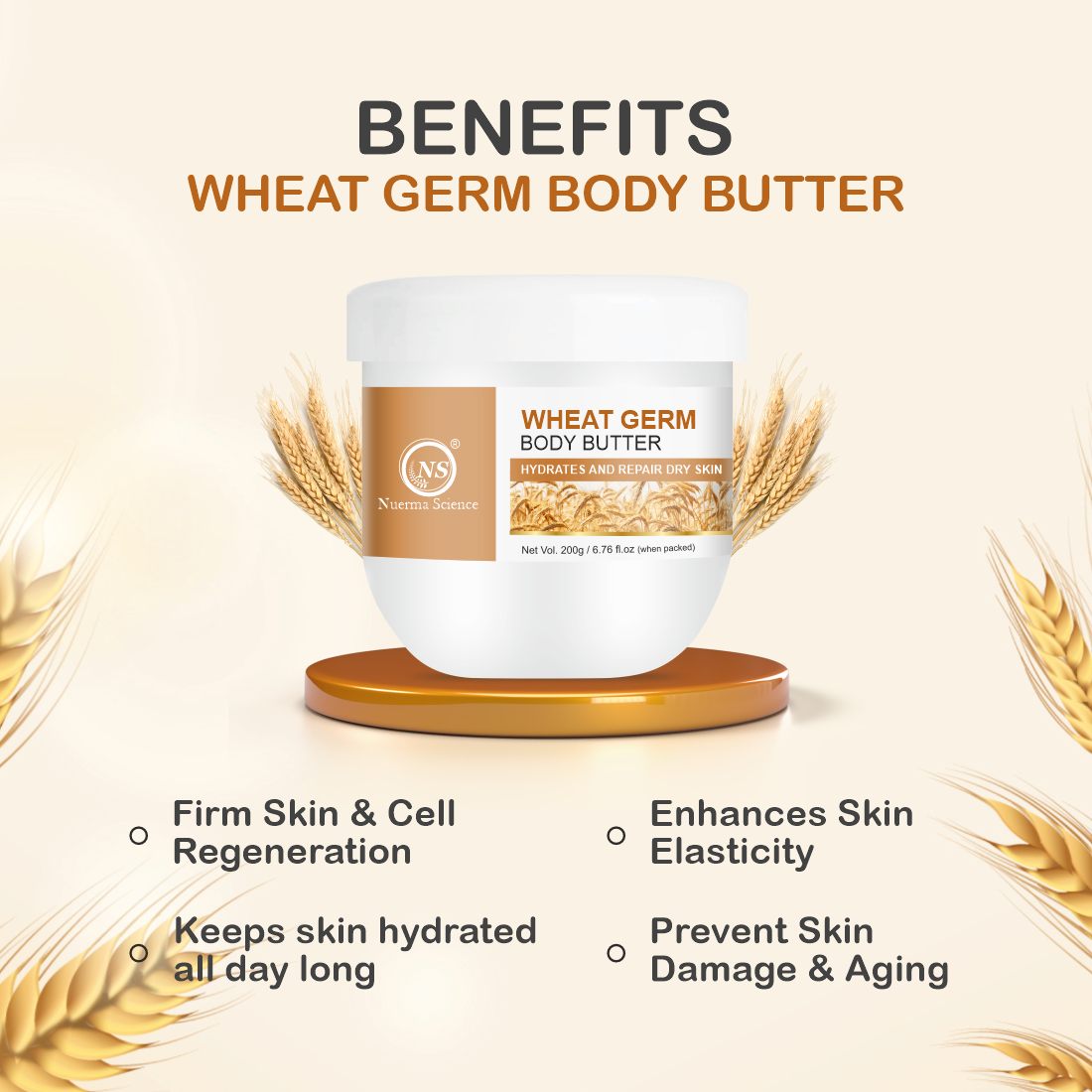 Nuerma Science Wheatgerm Cold Body Butter Cream For Ultra Skin (200 G) - Age Group: Adult