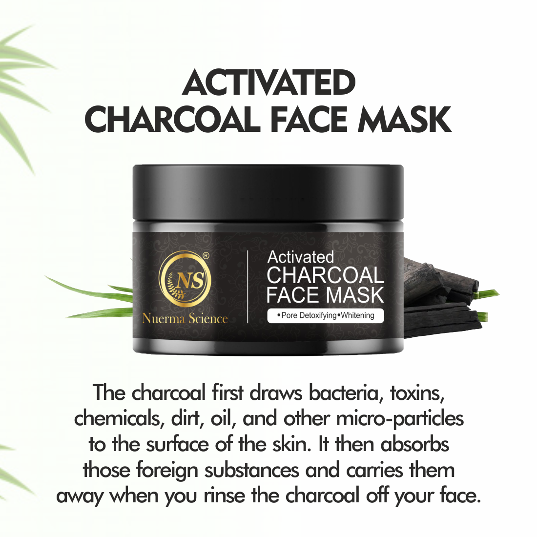 Nuerma Science Pure Clay Charcoal Face Mask For Dull Skin To Detox & Brighten Skin (100gm)