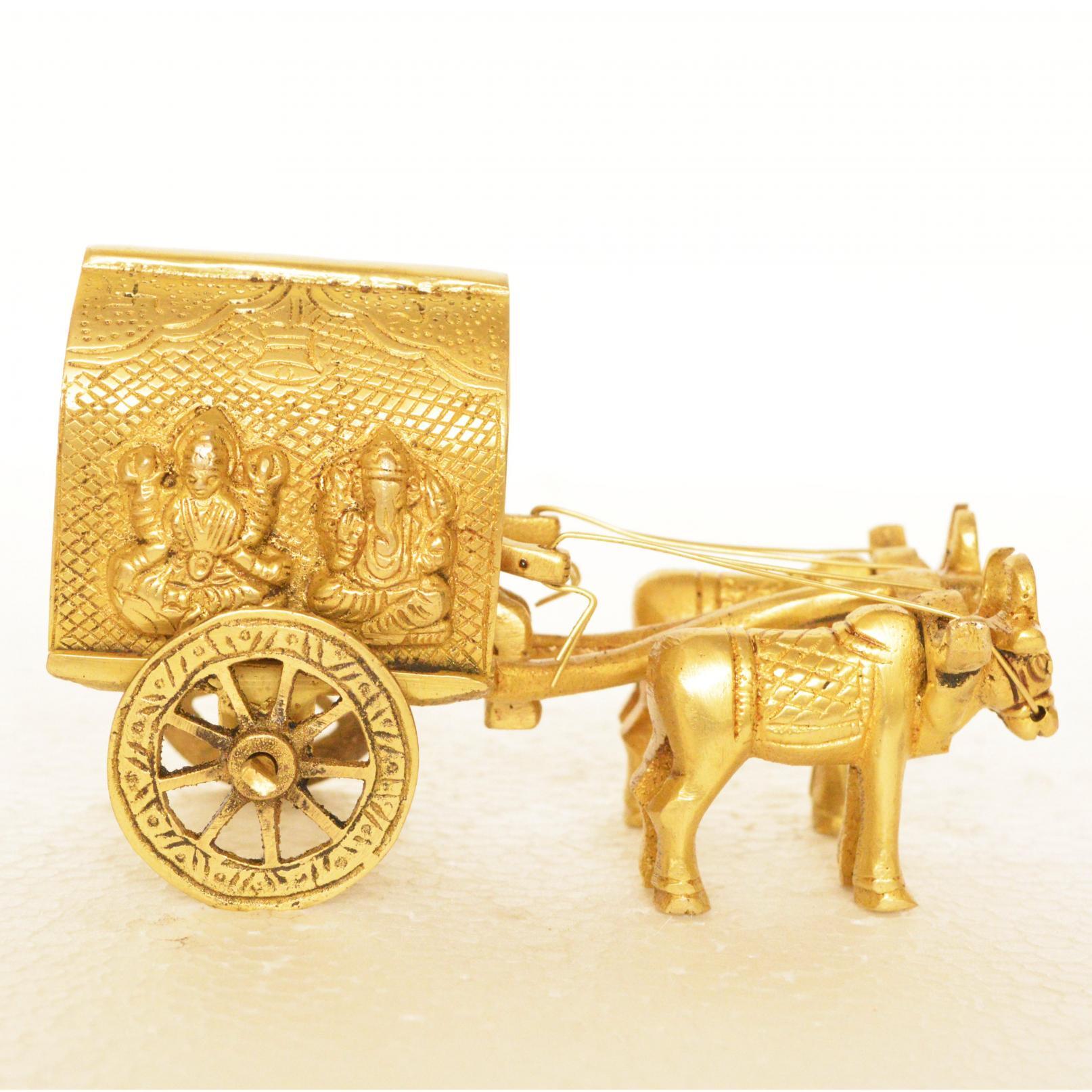 Aakrati Carro Con Buoi In Ottone Fatto A Mano Per Decorazione – Statuetta Artigianale Indiana, Finitura Antica, Dimensioni 11,4x5,1x6,3 Cm, Peso 270 G, Regalo Esotico