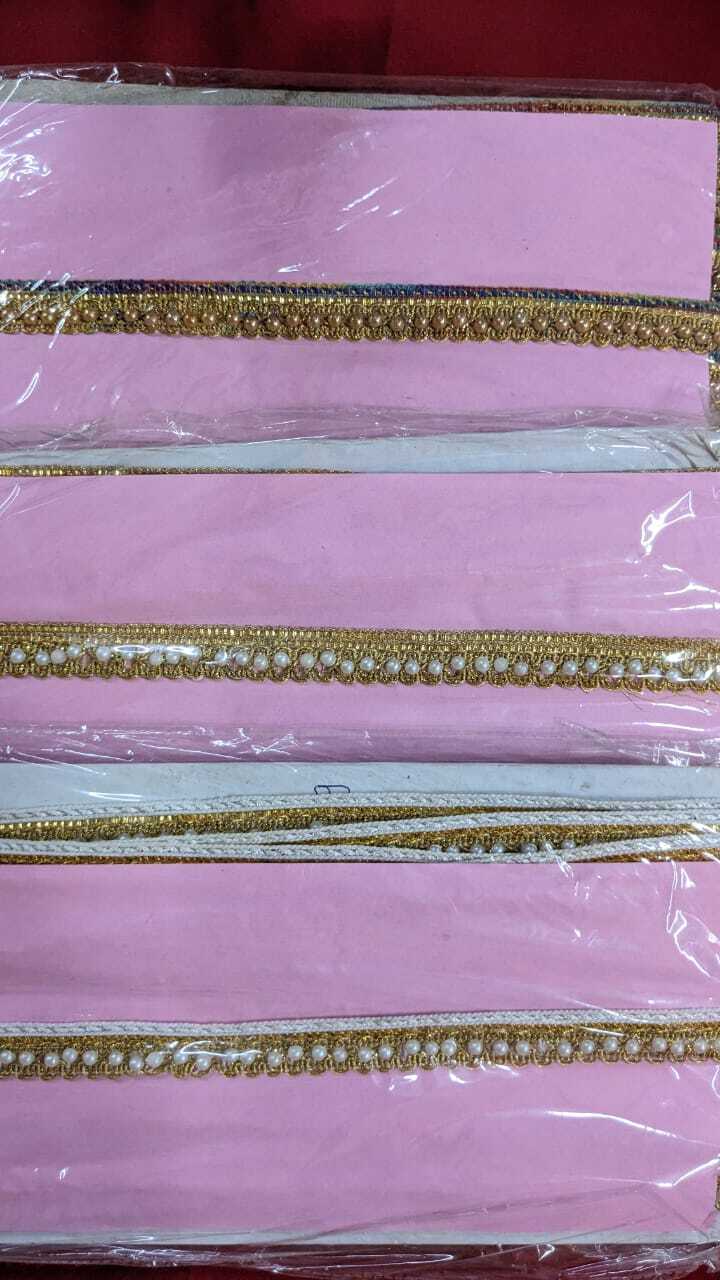 Jallar Lace - Silk, 9 Meter Length X 15 Millimeter Width | Multi-color With Hand Work, One-sided Knitted Design, Decorative Stones