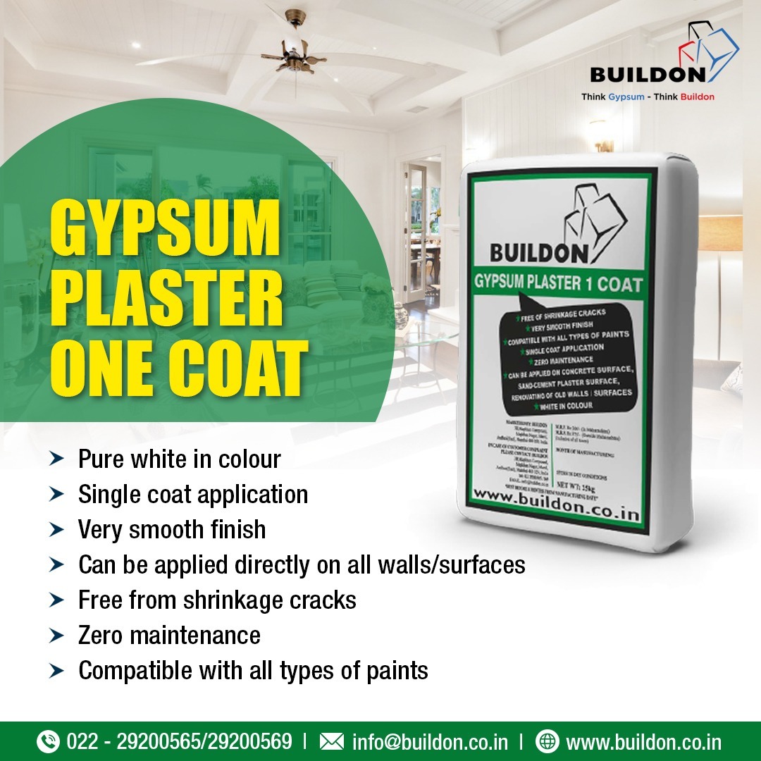 Gypsum Plaster - Application: Single Coat With 12 Mm Thickness Gives Coverage Of 20 To 22sqft
