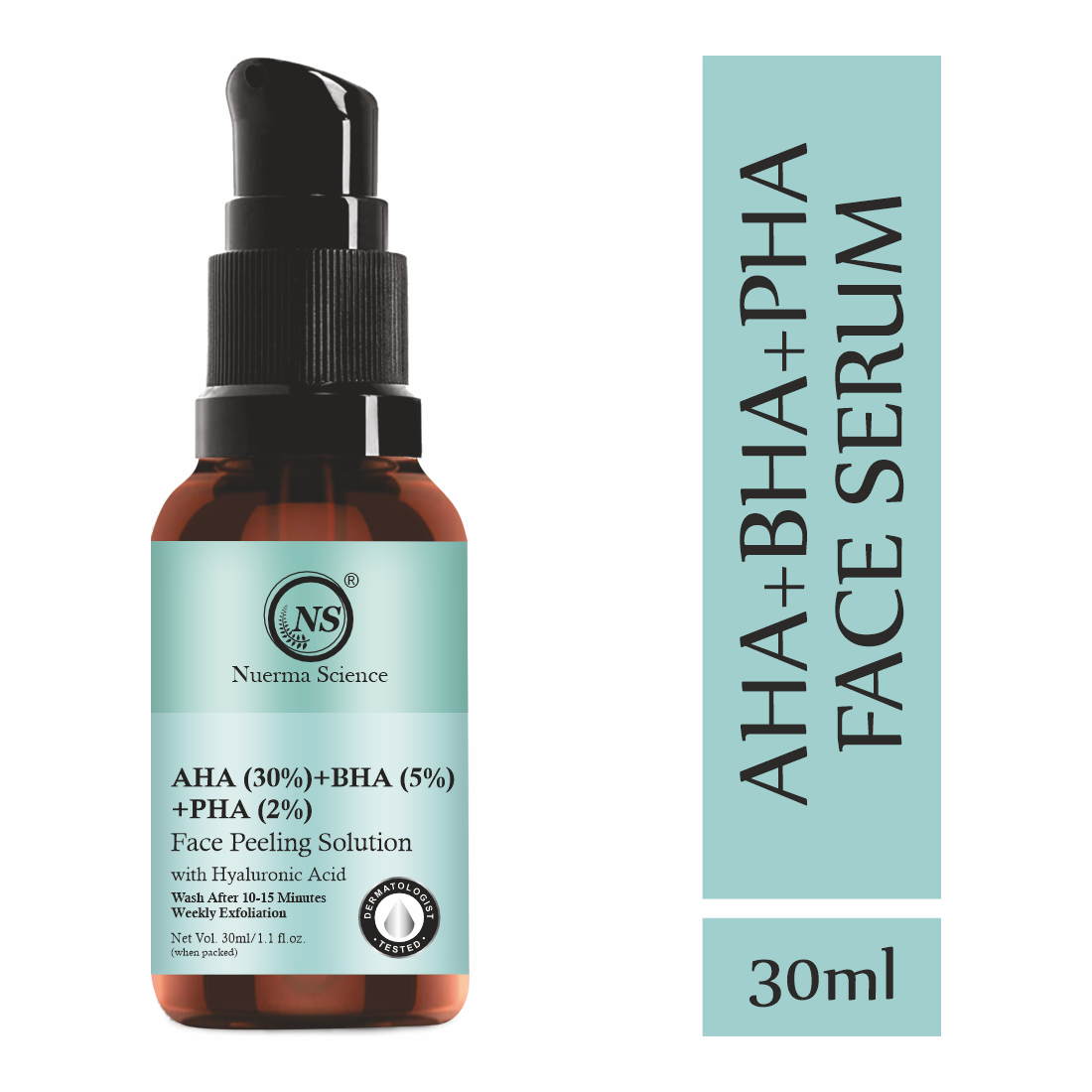 Nuerma Science Aha 30% + Bha 5% + Pha 2% Face Peeling Solution Serum With Hyaluronic (30 Ml) - Age Group: Adult