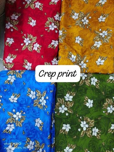 Crepe Printed Fabric - Multicolor, Quick Dry, Washable | Ideal for Party Wear, Features Shiny Texture and Machine Washable Convenience