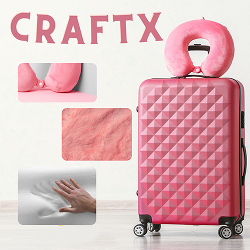 Memory Foam U Shaped Travel Pillow - Soft Polyester Filling, Durable Foam Material, Stylish Pink Color | Perfect Neck Support For Long Journeys, Flights, And Road Trips