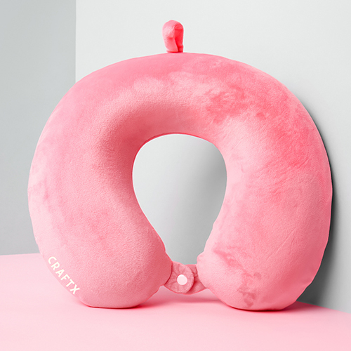 Memory Foam U Shaped Travel Pillow - Soft Polyester Filling, Durable Foam Material, Stylish Pink Color | Perfect Neck Support For Long Journeys, Flights, And Road Trips