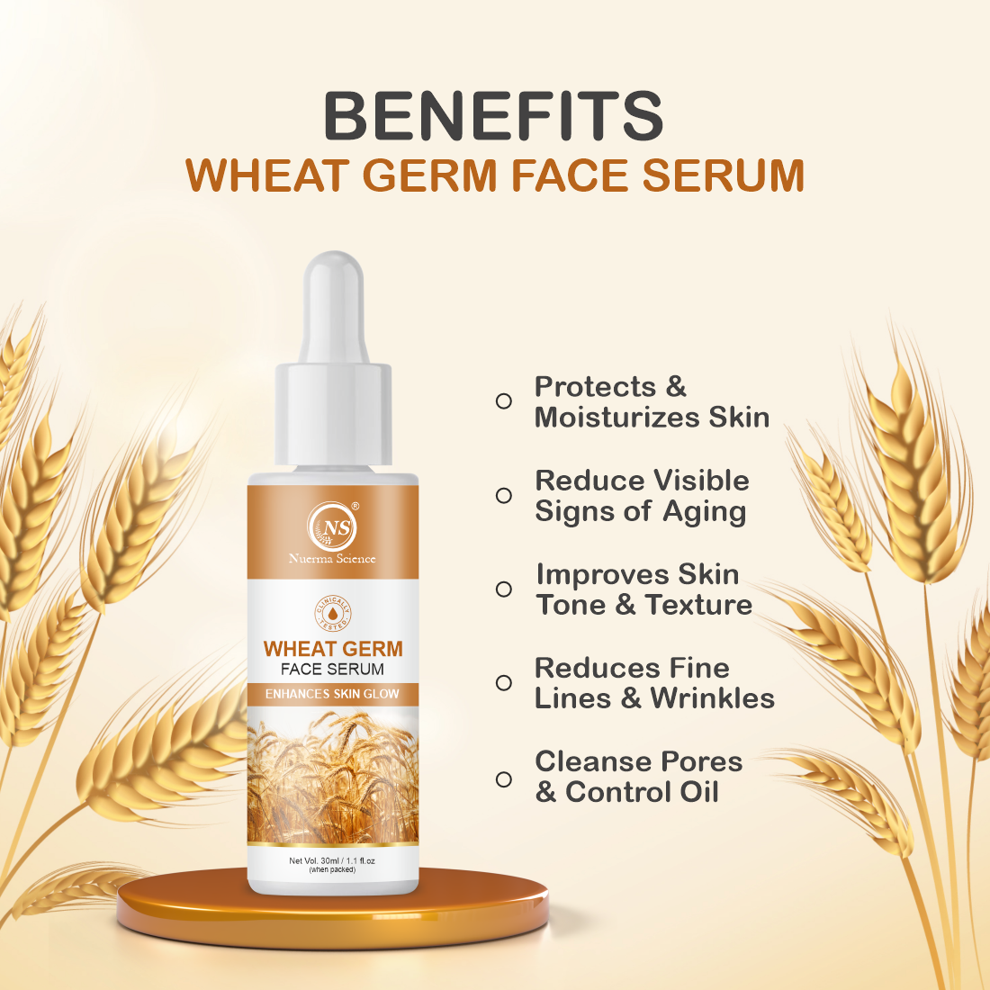 Nuerma Science Wheatgerm Face Serum For Skin Hydration (30 Ml)